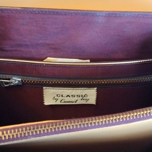 Vintage Classic Bag by Camel, Cognac Brown Faux Alligator Skin Finish - Picture 7 of 12